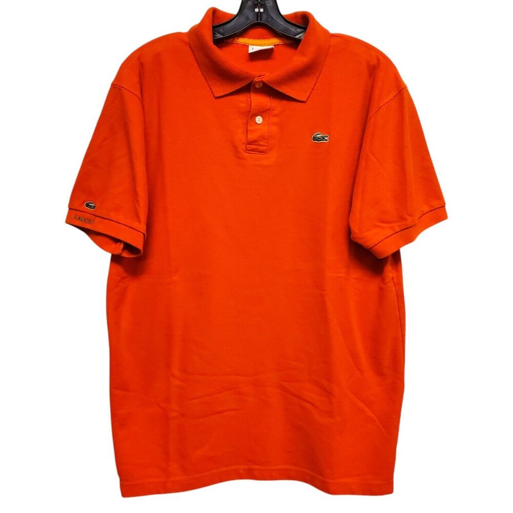 Vintage LACOSTE Polo Shirt Mens 2 Orange Casual Classic Fit Athleisure Outdoor